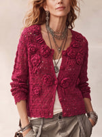 Stylish And Exquisite 3d Floral Crochet Knit Cardigan