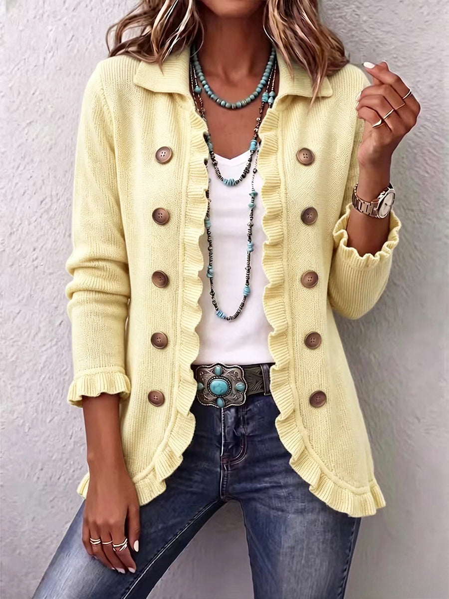 Chic Knit Ruffle-Trim Cardigan
