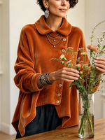 Elegant Asymmetric Button-up Velvet Top