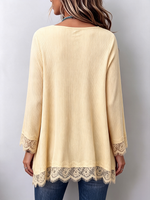 Cozy Creamy Yellow Off-shoulder Lace-trimmed Soft Knit Sweater