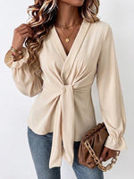 Criss-cross Waist-cinching V-neck Top