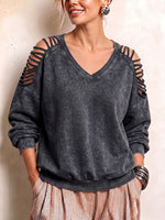 Edge Cutout Mineral-Wash Sweatshirt