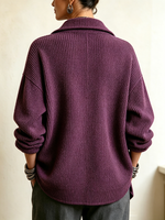 Cozy Asymmetric Chic Purple Knitted Cardigan
