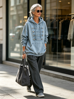 Vintage-chic Oversized Casual Denim Hoodie
