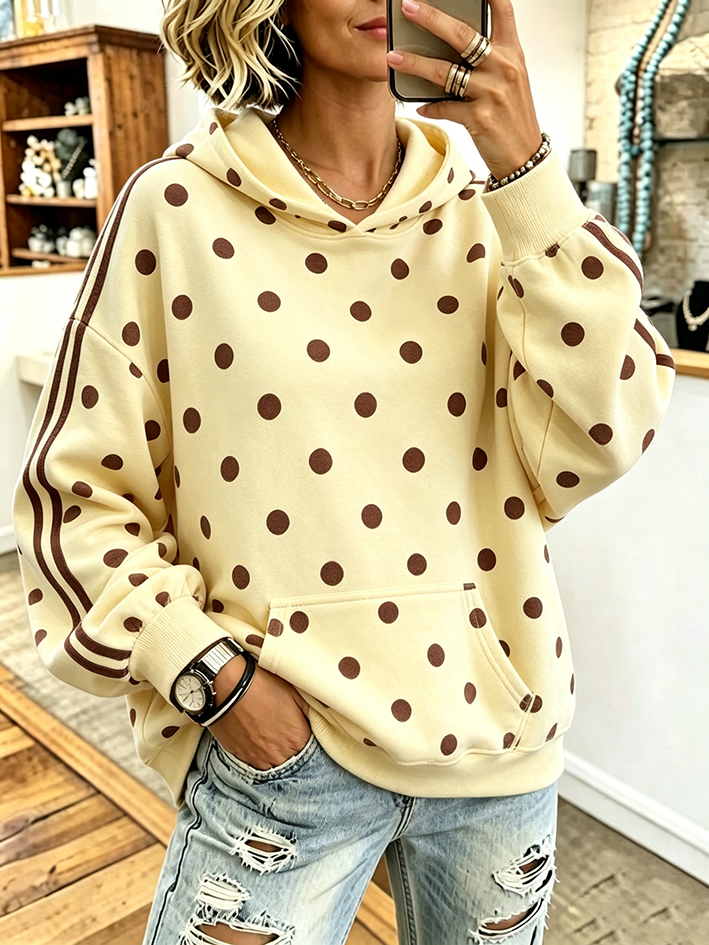Casual Oversized Polka Dot Hoodie