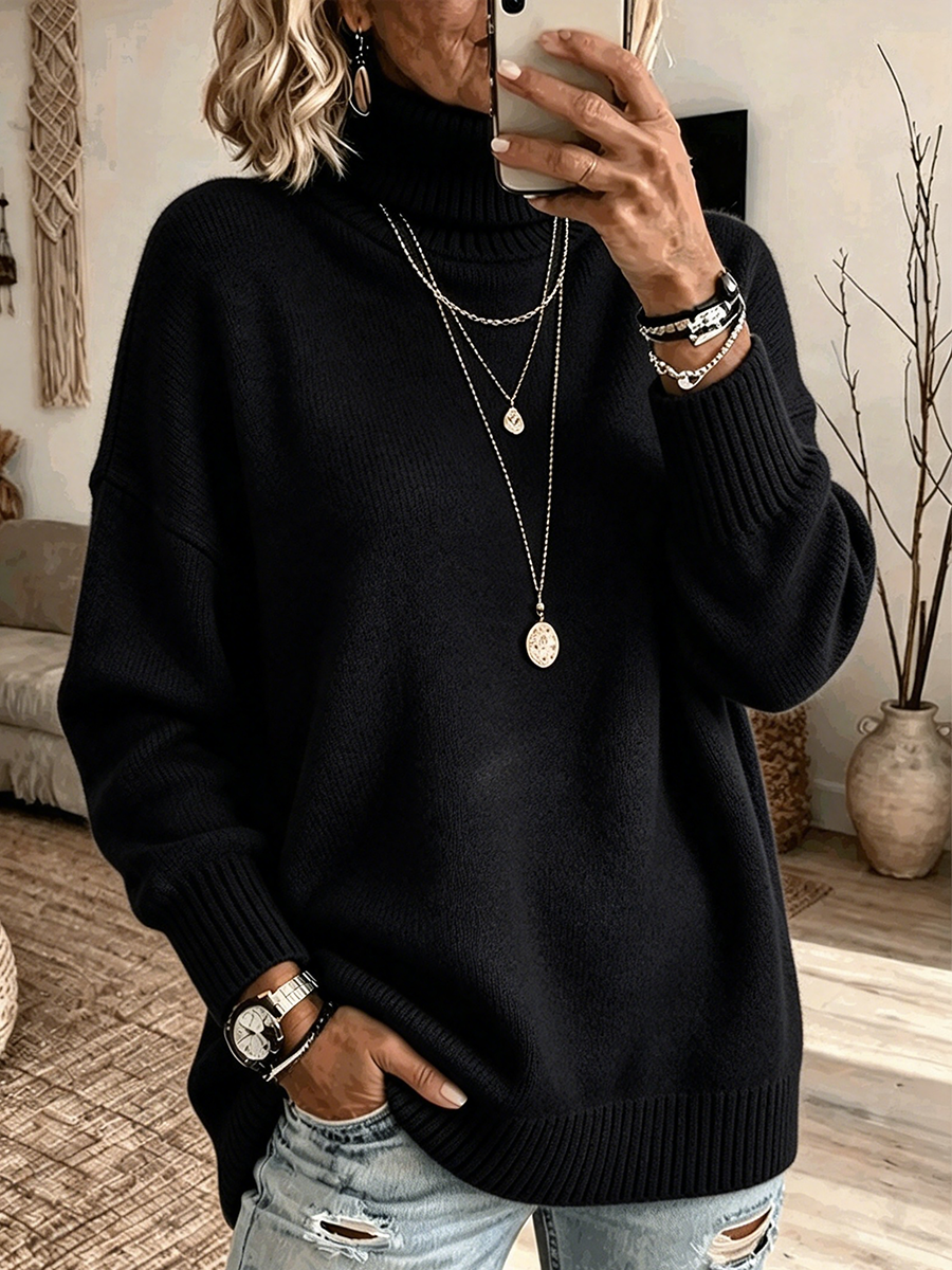Casual Soft Turtleneck Sweater Top