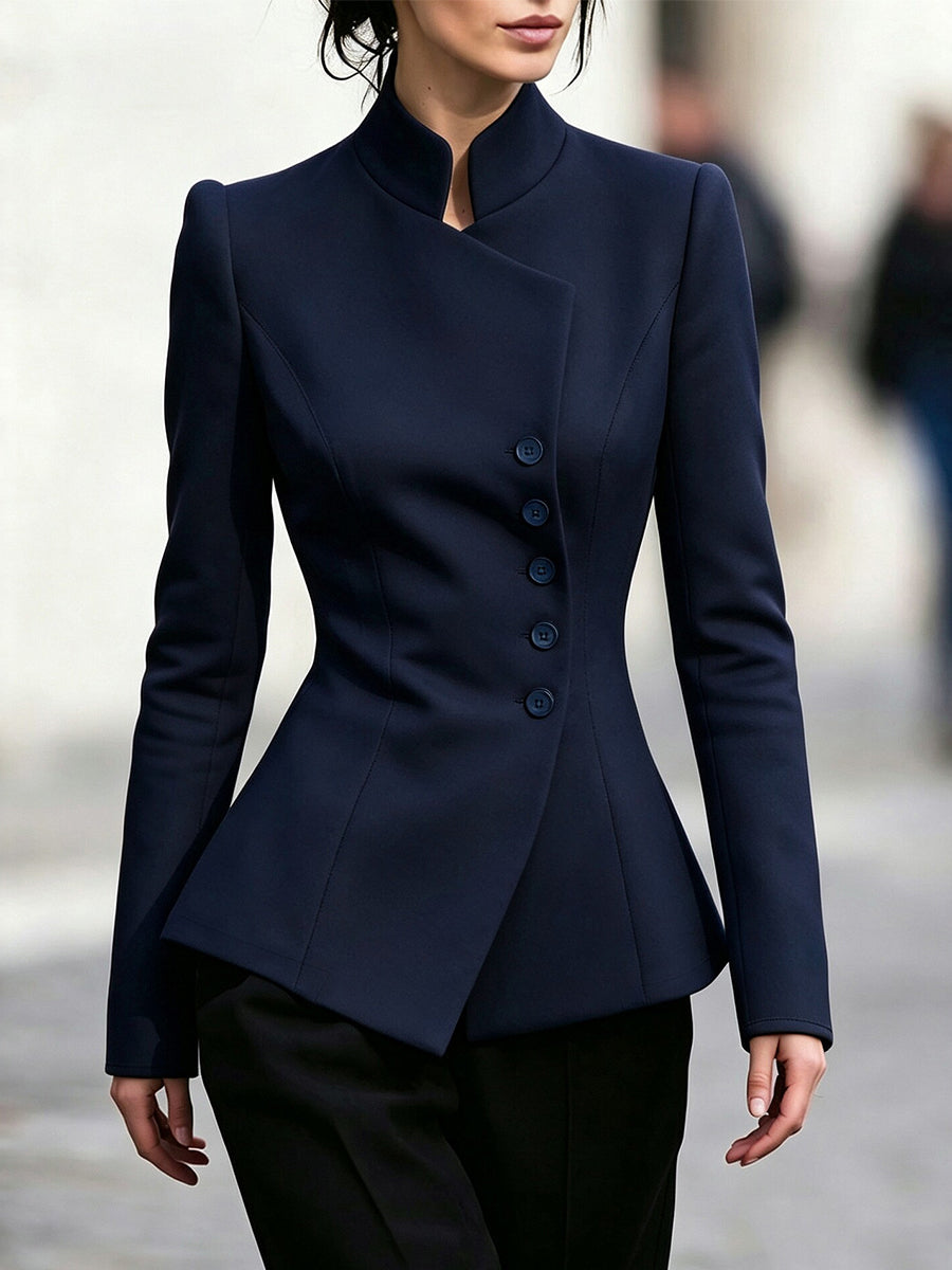 Urban Asymmetric Button-Up Tailored Blazer