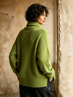 Relaxed Turtleneck Asymmetric Sweater