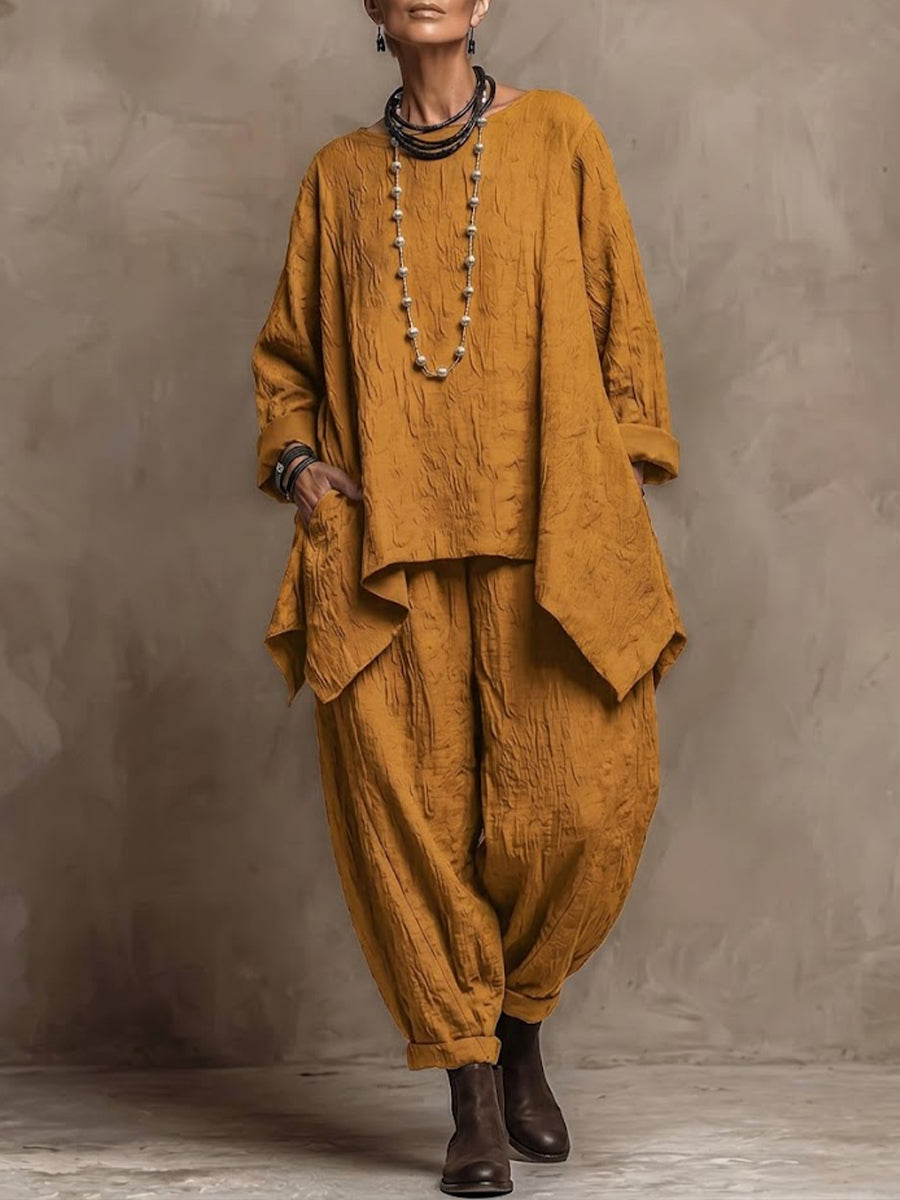 Casual Polka-dot Cotton-blend Jacket And Trousers Two-piece Set