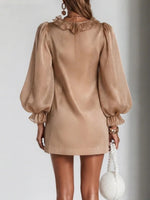 Glamorous Shimmering Organza Ruffled V-neck Mini Dress