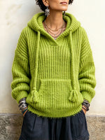 Cozy Chunky-Knit Tasseled Hooded Pullover
