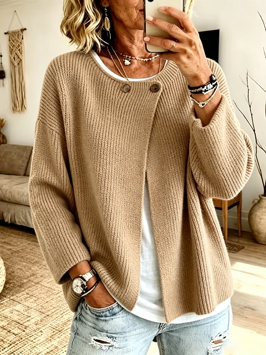Cozy Ribbed Asymmetrical Knit Cardigan