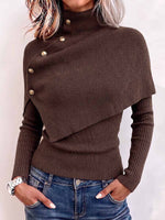 Women's Solid Color High-neck & Crew-neck Long-sleeve Two-piece Knit Top