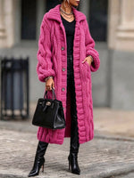 Cozy, Warm, Chunky-knit Cable-knit Long Cardigan