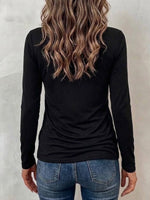 Solid-color Casual Long-sleeve Top Featuring A Square Neck And Side Cutouts With Metal Ring Details