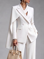 Sophisticated Ivory Asymmetric Cape Blazer