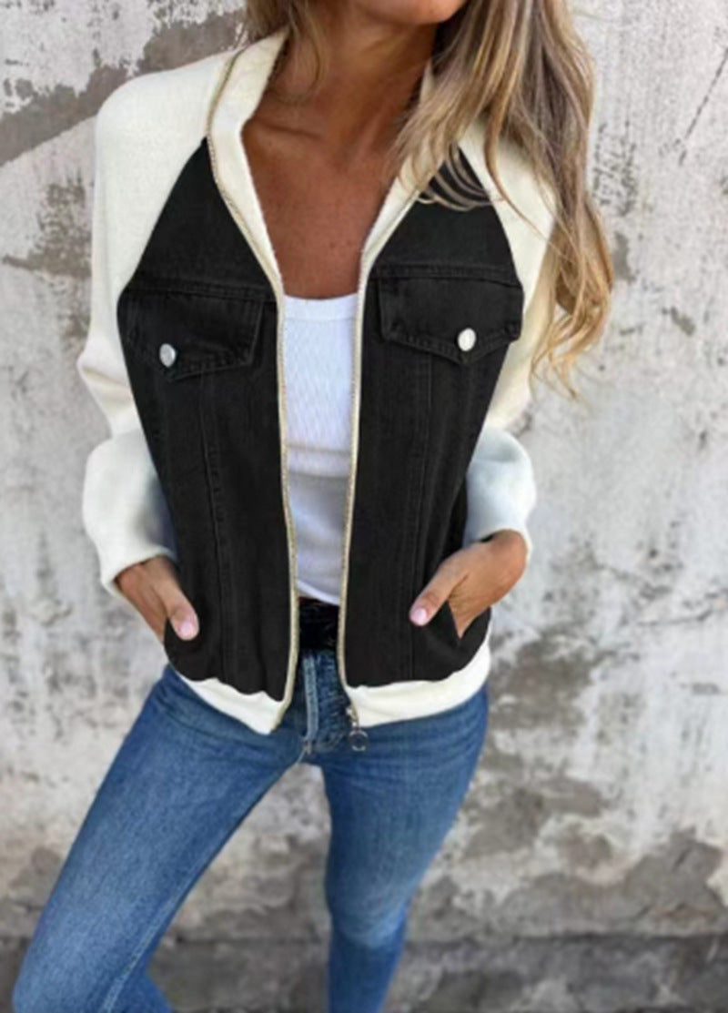 Casual Zip-up Denim Jacket