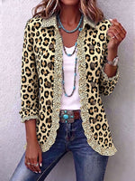Chic Leopard Print Ruffled Jacket