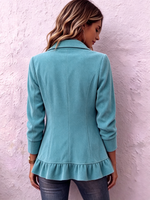 Western-chic Turquoise Ruffled Cotton Jacket