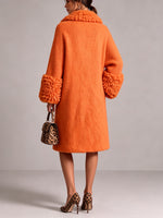 Cozy Textured Fuzzy Knit Midi Coat