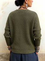 Long-sleeve V-neck Wrap-style Knit Sweater