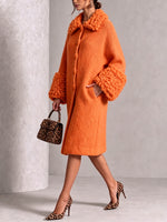 Cozy Textured Fuzzy Knit Midi Coat