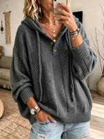 Cozy-chic Chunky-knit Hooded Henley Sweater