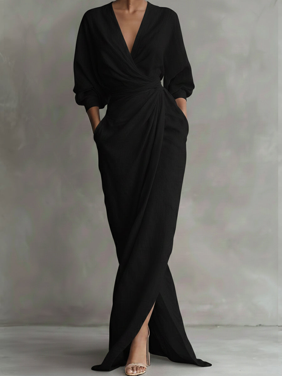 Women's Linen And Cotton Extra-long Dress