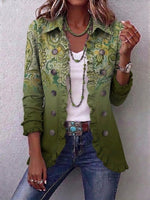 Boho-style Vintage Ombre Paisley Ruffled Jacket