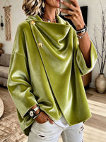 Chic Cowl Neck Velvet Asymmetric Top