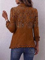 Boho-style Vintage Paisley Ruffle Jacket