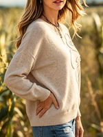 Cozy Retro Floral 3d Jacquard Sweater