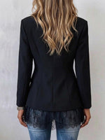 Women's Tailored Black Blazer With Lace Hem