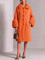 Cozy Textured Fuzzy Knit Midi Coat