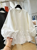 Relaxed-fit Casual Sweatshirt With Paneled Ruffle Hem