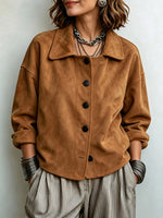Cozy Suede-Feel Button-Front Jacket