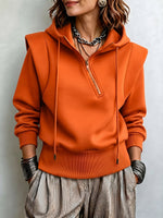 Chic Structured Half-Zip Hooded Sweatshirt