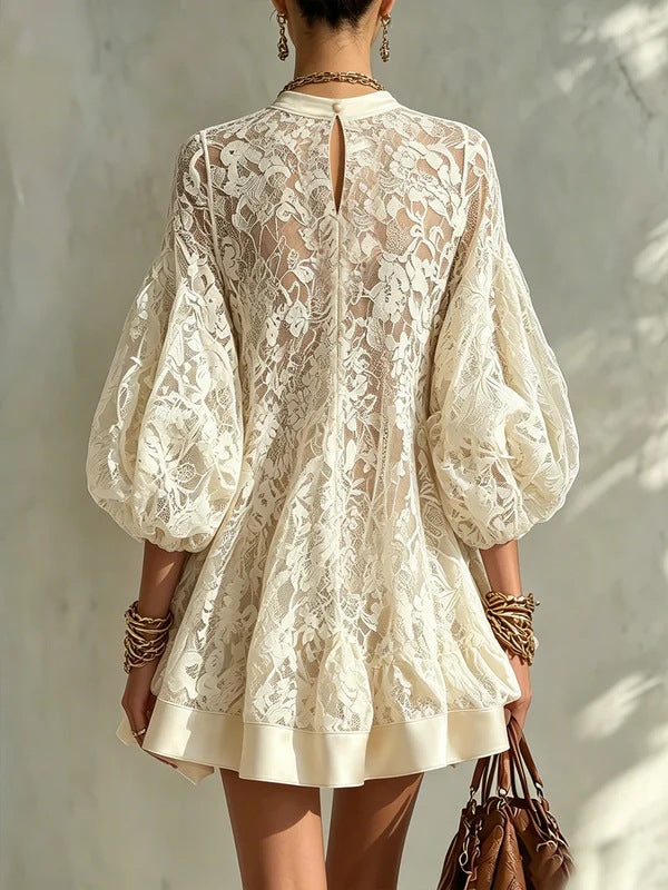 Stylish And Elegant Floral Lace Loose Mini Dress