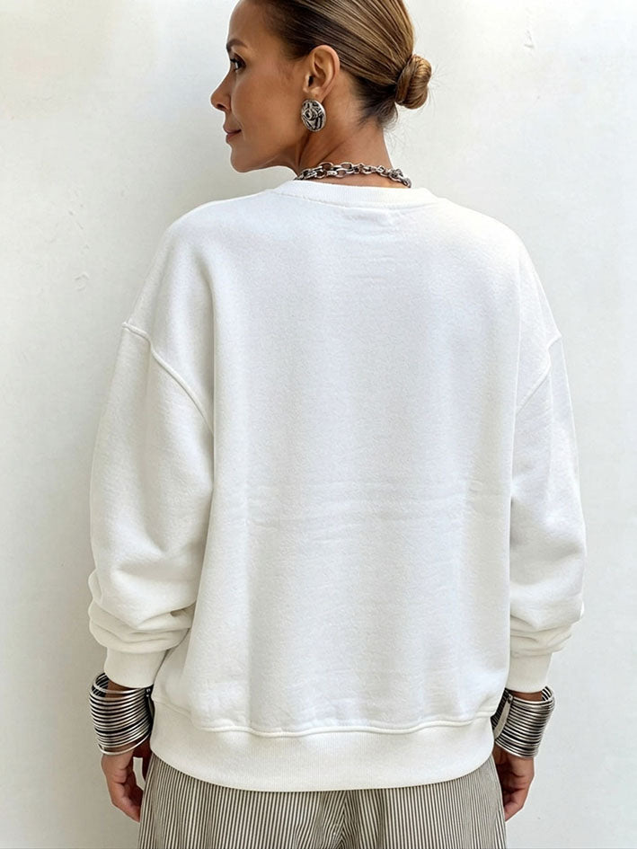 Cozy Blue Striped Shirt-panel Sweatshirt (faux-layered Look)