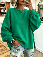 Chic Vibrant Green Oversized Casual Long-sleeve Sweatshirt