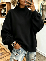 Cozy Pink High-neck Oversized Sweatshirt
