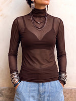 Chic Sheer Mock-Neck Mesh Top