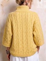 Chunky Cable Knit Split V-neck Oversized Sweater