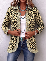 Chic Leopard Print Ruffled Jacket