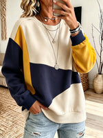 Loose-fit Casual Color-block Crew-neck Sweatshirt