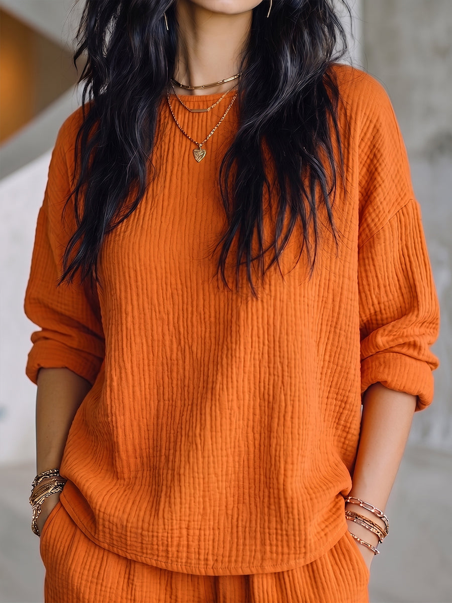 Vibrant Comfortable Textured Crinkle Cotton T-shirt