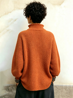 Vibrant Ruffled Turtleneck Sweater With Colorful Rainbow Buttons