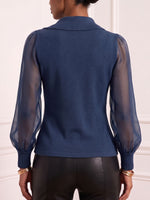 Women's Collared Long-sleeved Chiffon And Knitted Top