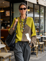Casual Chic Cozy Colorblock Oversized Cotton Top