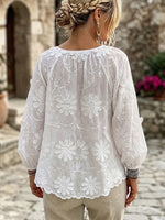 Exquisite And Elegant Cotton Shirt With 3d Embroidery
